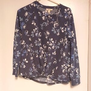 Chico's Blue Floral Long Sleeve Top